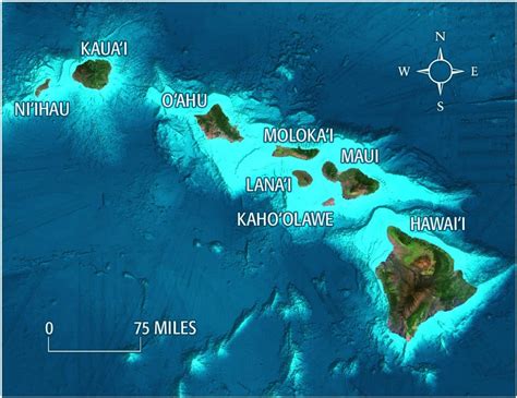 Map of Hawaii with Island Names